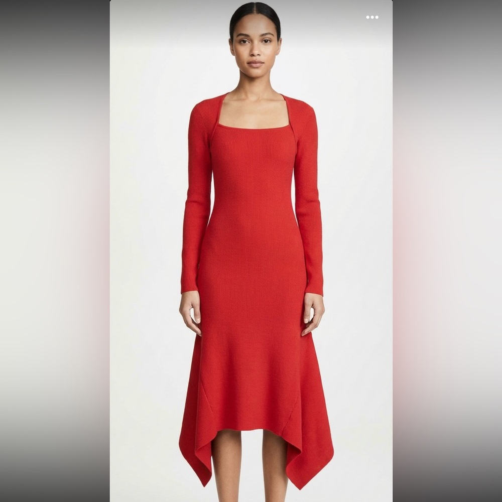Gorgeous  Bold Red Long Sleeve midi Dress